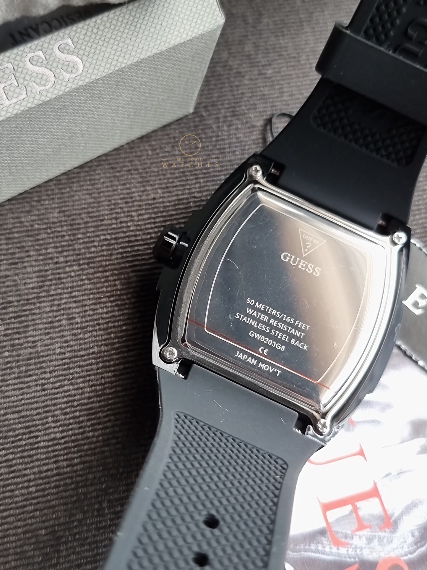 Guess Phoenix Multifunction Black Dial 43×51mm Black Silicone Strap Watch For Men - GW0203G8