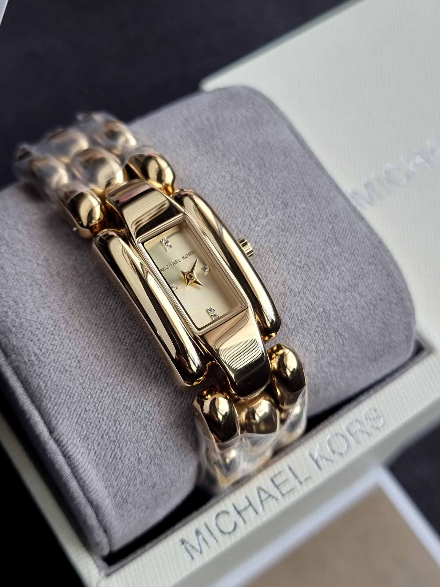 Michael Kors Mini Hally Quartz Crystal Gold 21mm Dial Ladies Watch MK4921