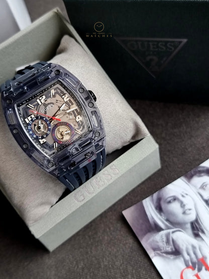 Guess Phoenix Navy Blue Silicone Strap Navy Blue Dial Quartz Watch for Gents - GW0499G1