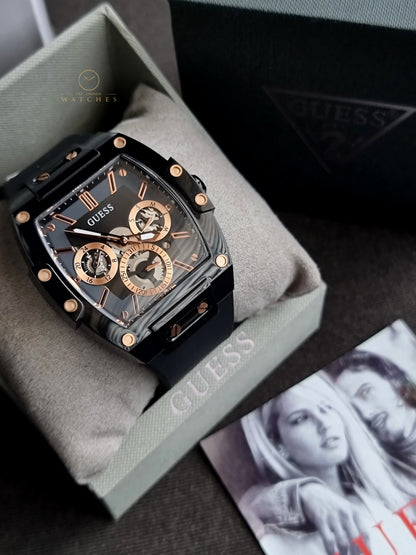 Guess Phoenix Multifunction Black Dial 43×51mm Black Silicone Strap Watch For Men - GW0203G8