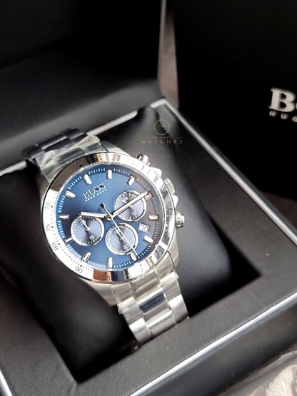 Hugo Boss Men’s Chronograph Stainless Steel Blue Dial 45mm Watch 1513755