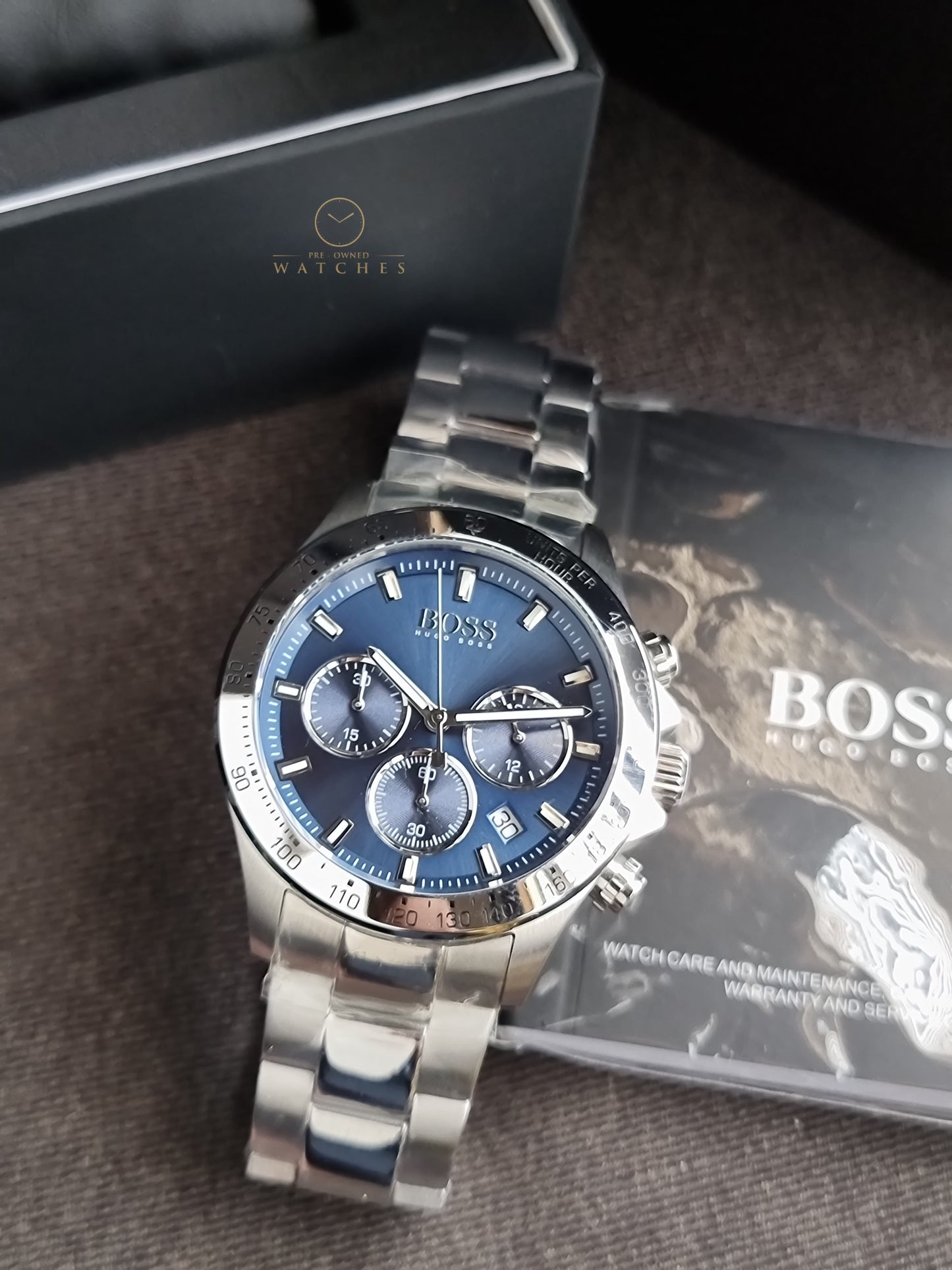 Hugo Boss Men’s Chronograph Stainless Steel Blue Dial 45mm Watch 1513755