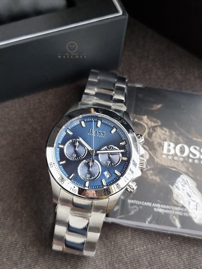 Hugo Boss Men’s Chronograph Stainless Steel Blue Dial 45mm Watch 1513755