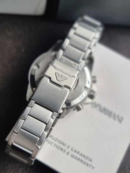 EMPORIO ARMANI Silver Stainless Steel Green Dial Chronograph Quartz Watch for Gents - AR11500(without tag)