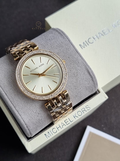 Michael Kors Darci Glitz Gold Dial Pave Bezel Ladies Watch MK3191